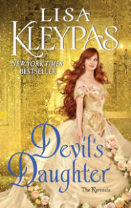 Devil's Daughter cover with red-haired woman in a pale gold ball gown